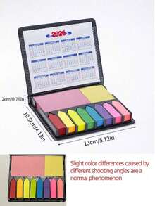 1 pieza Juego de notas adhesivas multicolor con caja de empaque de piel sintética, calendario 2026 - 2026 multicolor - Ver 6