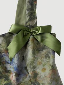 SHEIN MOD Women's Floral Print Bow Decor Elegant Waist Cinched Long Party Dress,Holiday Outfits,Tea Party Dress,Vintage Dress,Valentine's Day Dress,Garden Party Formal Dress,Spring Break Outfits,Summer Dress,Beach Dress,Wedding Party Dress,Holiday Outfits Wildflower Dress Floral Formal Dress Garden Dress