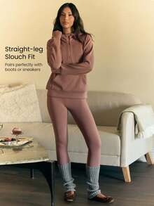 GLOWMODE 1 Pair CozySlouch Synthetic Warm Soft Insulating Metallic Logo Straight-Leg Slouch Socks Autumn Winter Outdoors Daily Active Wear - Dark Grey - View 2