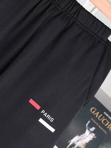 SHEIN 2pcs/Set Teen Boy Casual Loose Fit Round Neck Short Sleeve T-Shirt, Summer - Black - View 5