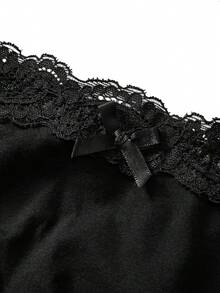 Ocili 5条/包 时尚秋季休闲基础款纯色柔软棉质蕾丝边低腰女士三角裤 - 黑色 - 查看 11