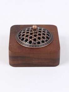 SHEIN 1pc A Solid Color Walnut Incense Burner - Dragon And Phoenix Cover Walnut Zen Tea Ceremony Incense Burner Home Decoration Chinese Style Indoor Agarwood Spice Aromatherapy Hollow With Cover Incense Holder Bottom Halloween, Spooky, Autumn, Festival, Holiday Christmas, Winter, Holiday, Festival - Brown - View 13