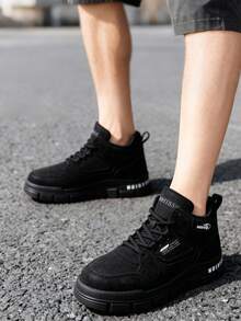 Botas Vaqueras de Hombre Altas (Botas de Hombre), Botas de Senderismo para Hombre, Zapatos para Hombre de Punta Redonda Altas: Suela antideslizante ligera y cómoda, cosida doble para durabilidad extra (evita desgaste prematuro). Estilo casual para actividades outdoor (senderismo, camping) y uso diario, adapta a terrenos (montañas, camino de tierra). Opciones: Botas para Mujer y Tenis para Mujer para outdoor y cotidianas - Negro - Ver 8