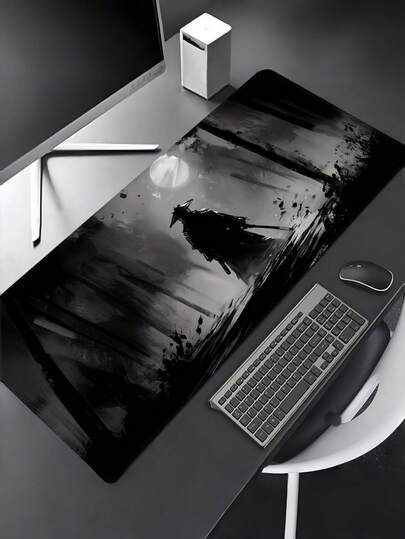 1 قطعة وسادة فأرة كبيرة الحجم قابلة للغسل ذات قاع مطاطي مانع للانزلاق وحواف مخيطة بتصميم سامورايي مائي، وسادة مكتب كبيرة لوحة لوحة المفاتيح، حامي مكتب، لوازم مكتبية، اكسسوارات مكتب للاعبين وأجهزة الكمبيوتر المنزلية