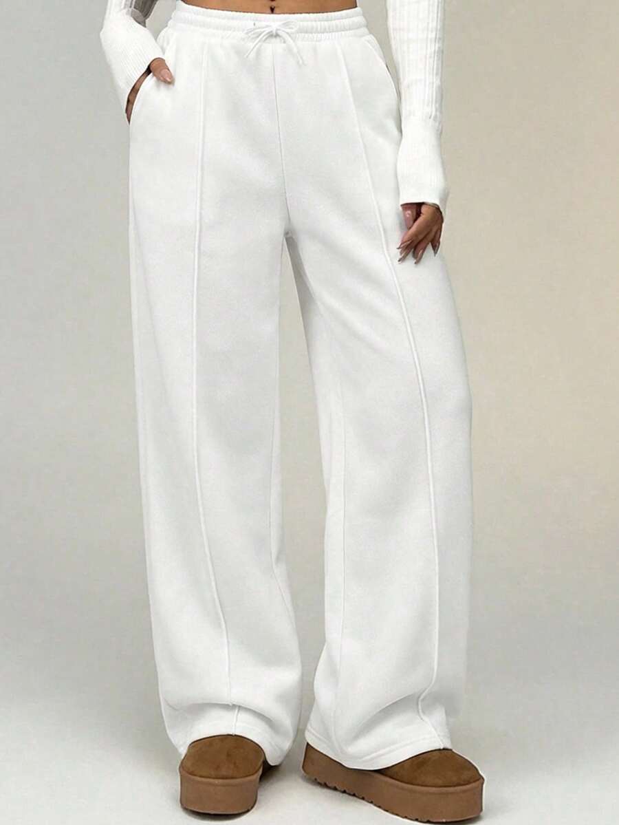 SHEIN Tween Girls' All-Match Casual Sweatpants, Versatile & Fashionable For Everyday Wear - White - View 1