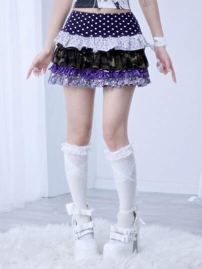 Kawaii Cute Colorful Polka Dot Cake Skirt For Women