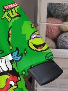 TEENAGE MUTANT NINJA TURTLES | SHEIN 男童休闲卡通海龟印花圆领短袖T恤，夏季 - 白色 - 查看 5