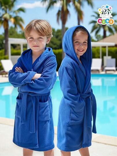 BATA DE BAÑO INFANTIL ABSORBENTE CON BOLSILLOS Y CINTA AJUSTABLE