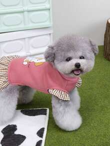 PETSIN Gilet et capuche en peluche de velours pour animaux de compagnie pour l'automne/l'hiver - Pull doux et chaud avec boucle de traction pour chiens, chats et petits animaux, à porter à l'intérieur/à l'extérieur - Rose bonbon - Voir 5