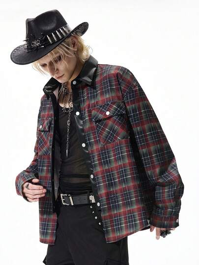 Men's Casual Plaid Long Sleeve Shirt, Autumn