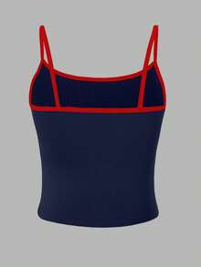 EMERY ROSE Y2K Hibiscus Flowers Graphic Camisole Top Graphic Tees Women Tops - Navy Blue - View 2