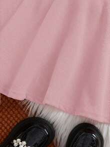 Cute Colorblock Long Sleeve Dress, Collegiate Style For Young Girls - Pink - View 7