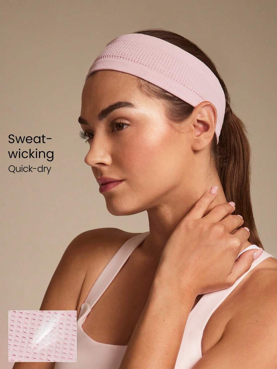 GLOWMODE Banda para la cabeza activa sin costuras que absorbe el sudor, ideal para gimnasio, estudio y uso diario - Rosa - Ver 1