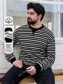 DAZY Men's Casual Striped Round Neck Long Sleeve T-Shirt, Autumn - Multicolor - View 1