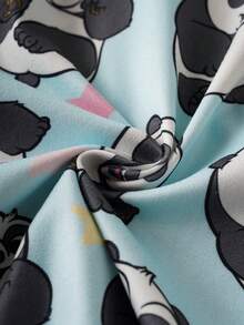 SHEIN Kung Fu Panda Young Girl Cartoon Panda & Star Print Lapel Collar Long Sleeve Top And Pants Pajama Set, Comfortable Casual For Spring/Autumn - Blue - View 8