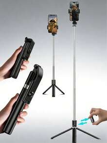 Teckwe 170cm/67-Inch Retractable Aluminum Selfie Stick Tripod With Fill Light And Wireless Remote, Compatible With IPhone/Android Smartphones-Ideal For Travel, Vlogging, Live Streaming, And Outdoor Photography. A Retractable, Portable Mount Designed For Bloggers And Travelers To Capture -Worthy Shots Anytime, Anywhere! A Top-Selling Item! - Multicolor - View 7