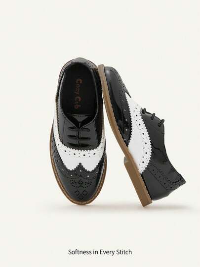 Cozy Pixies 百搭学院风/英伦风婴儿弹力亮面皮革牛津鞋/平底鞋，适合春夏穿着