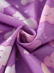 2pcs Girls Casual Smile Cloud Print Cardigan Short Sleeve Shorts Pajama Set - Multicolor - View 6