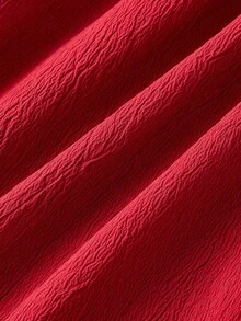 SHEIN MOD Đầm midi dáng xòe, dây đeo màu đỏ thắt nơ, phần ngực xếp ly. - Đỏ - Xem 6