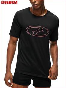 Rest Era Men's Simple Printed Short Sleeve Pajama Top