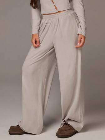 Athîral 女士弹性腰带口袋休闲百搭通勤阔腿裤