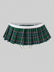 DrisQ DrisQ Plaid Christmas Booty Shorts Skirt, Revealing, Sexy, Roleplay, Christmas Party Club Outfit, Sexy Santa Lingerie For Men - Multicolor - View 6