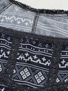 Sunspun Camisa suelta con estampado de estilo retro para tallas grandes - Multicolor - Ver 4