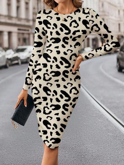 SHEIN Clasi Vestido minimalista casual para mujer, adecuado para otoño/invierno