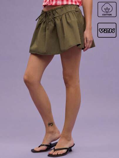 COUREZ Summer Low Rise Flippy Mini Skirt Going Out Outfits/Y2K/Casual Vintage 100%Cotton