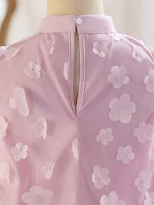 SHEIN Pitira 少女立领网纱碎花休闲宽松吊带连衣裙 - 粉色 - 查看 16
