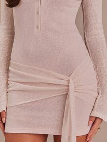 Athîral Damklänning i rosa stickad minimodell - Babyrosa - Visa 7