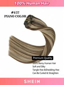 Clip In Hair Extensions Real Human Hair 70g 7pcs Human Hair Clip In Extensions Straight Real Hair Extensions Clip In Human Hair - S4/27 - View 2