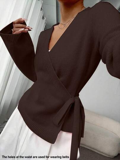 SHEIN Unity Tie-Front Casual Lös Cardigan för kvinnor, mångsidig