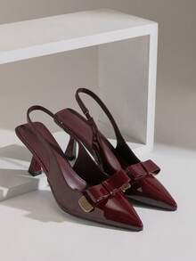 SHUZIA Giày cao gót quai hậu kiểu cổ điển mới dành cho nữ - Màu Đỏ Sâu - Xem 10
