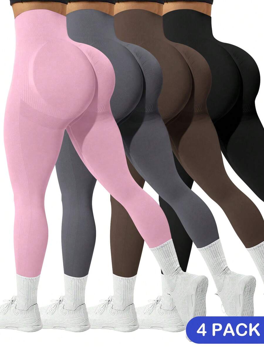 Easithlete 4pcs/Set Seamless High Elasticity Sports Leggings