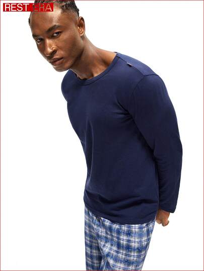 SHEIN قميص داخلي رجالي بياقة طاقم وأكمام طويلة بلون أحادي