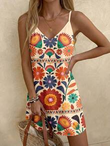 Sylviya 女士休闲印花迷你连衣裙，适合秋冬季节、夏季穿着，是外出度假的理想之选。 - 彩色 - 查看 5