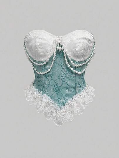 Kawaii Blouse à décoration de broche de perle de satin de style victorien vintage, manches bouffantes pour femmes