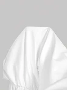 SHEIN MOD 两件套女士纯色褶皱紧身半身裙，黑白配色，适合夏季、春假、情人节、生日、外出、Y2K假期等场合，褶皱裙，黑白裙，两件套半身裙，嘉年华服装 - 黑與白 - 查看 9
