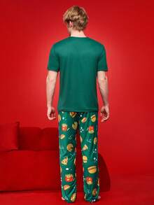 Happy Jammies Men's Burger & Fries Print Crew Neck Short Sleeve Top And Pants Casual Loungewear Set - Multicolor - View 2