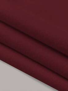 SHEIN BASICS Casual Solid Color Knit Half-Zip Collar Long Sleeve Fitted Women T-Shirt Burgundy Tops