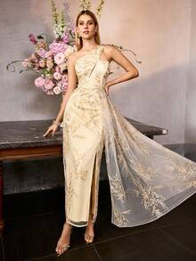 MOTF Soiréza CONTRAST SEQUIN EMBROIDERY COCKTAIL DRESS - Yellow - View 2