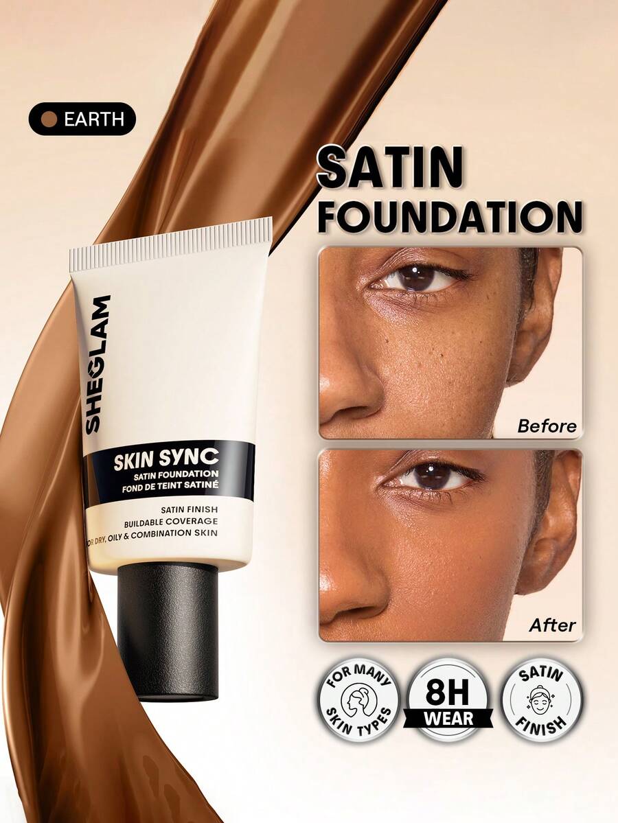 SHEGLAM Skin Sync Satin Kem NềN-Earth ThươNg HiệU LàM đẹP Trang đIểM Mỹ PhẩM Cho Phụ Nữ Và Cô GáI HoàN HảO Cho MùA Hè MùA XuâN Lý TưởNg Cho Y2K ThờI Trang Sang TrọNg Phù HợP Cho Sinh NhậT NgàY CủA Mẹ Quà TặNg TiệC SẵN SàNg MàU SắC TốT NhấT - Earth - Xem 1