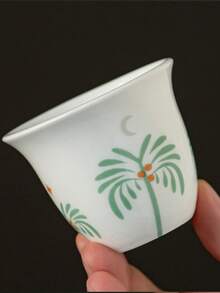 Cirelle 6pcs Arabic Coffee Cups (Finjan) - 60ml Ceramic With Palm Tree Pattern, For Traditional Serving With Dallah & Gift - Multicolor - View 7