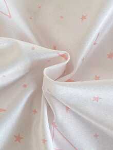 2pcs/Set Young Girl' Cute Star & Crescent Moon Pattern Short Sleeve Pajama Set Short Sleeve Pajamas - White - View 9