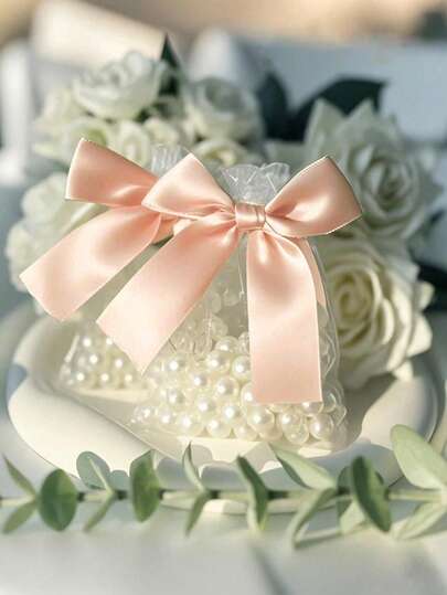 30pcs/20pcs/10pcs Champagne Organza Drawstring Bags, Rose Pattern Jewelry Pouches, Wedding Party Favor Bags, Bridal Shower, Bachelorette Party Decor, Bridal Party Gifts, Wedding Guest Favors, Party, Wedding, Christmas, Valentine's Day