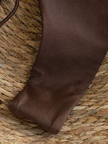 Swim Vcay 2026 Spring/Summer Spaghetti Strap Halter Knotted Gold Beaded Red Shiny Fabric Side Tie High Cut Bottoms Women's Bikini Set Brown Bathing Suit Triangle Bikini Set Brown Bikini Set Tie Bikini Set - Brown - View 3