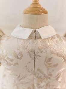 SHEIN 少女碎花领串珠休闲连衣裙 - 白色 - 查看 6