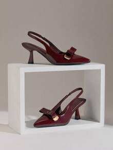 SHUZIA Giày cao gót quai hậu kiểu cổ điển mới dành cho nữ - Màu Đỏ Sâu - Xem 3
