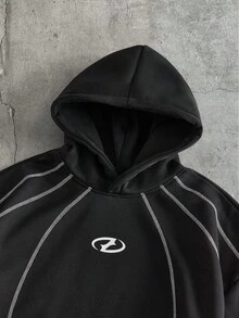 AXEPEAK 男士时尚简约撞色缝线连帽衫，百搭